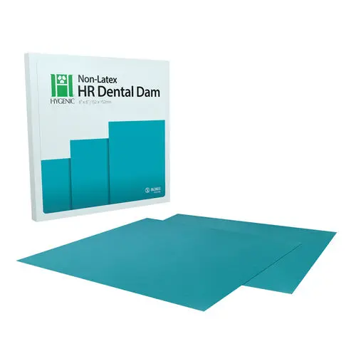 Hygenic Non-Latex Dental Dam, High Retraction, Medium Gauge, 6" x 6", Teal, 15/Pkg, 15550