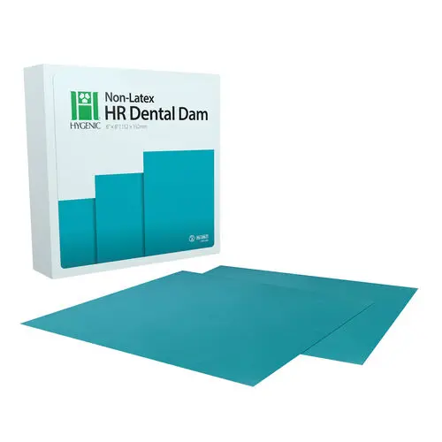 Hygenic Non-Latex Dental Dam, High Retraction, Medium Gauge, 6" x 6", Teal, 75/Pkg, 15551