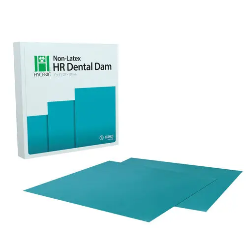 Hygenic Non-Latex Dental Dam, High Retraction, Medium Gauge, 5" x 5", Teal, 15/Pkg, 15552