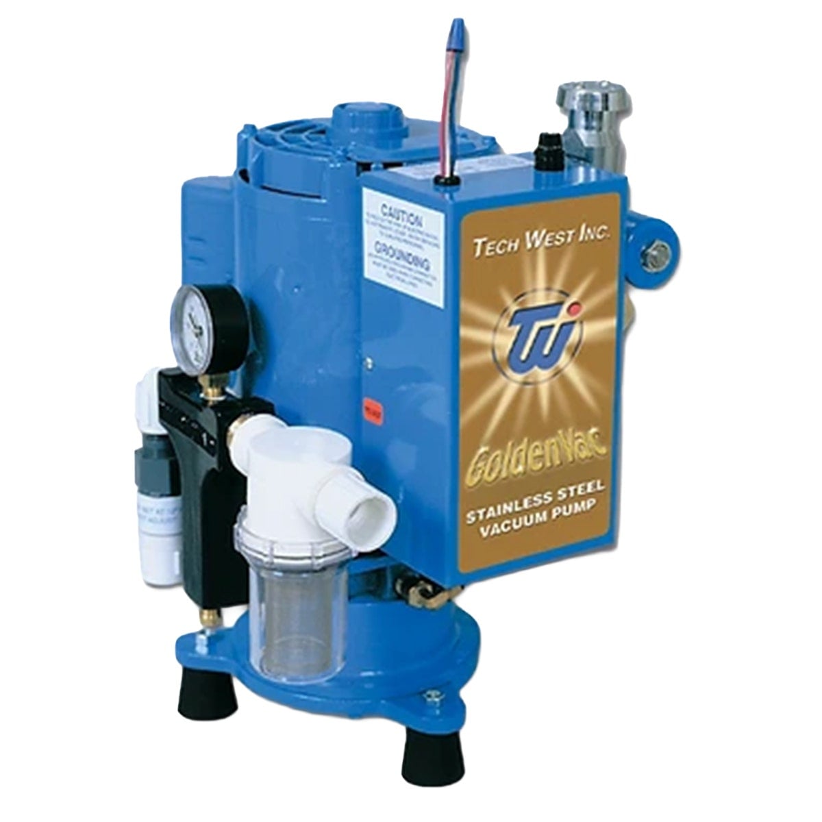 Tech West GoldenVac Stainless Steel 5-User Vacuum Pump, 2HP, VPLG5SS