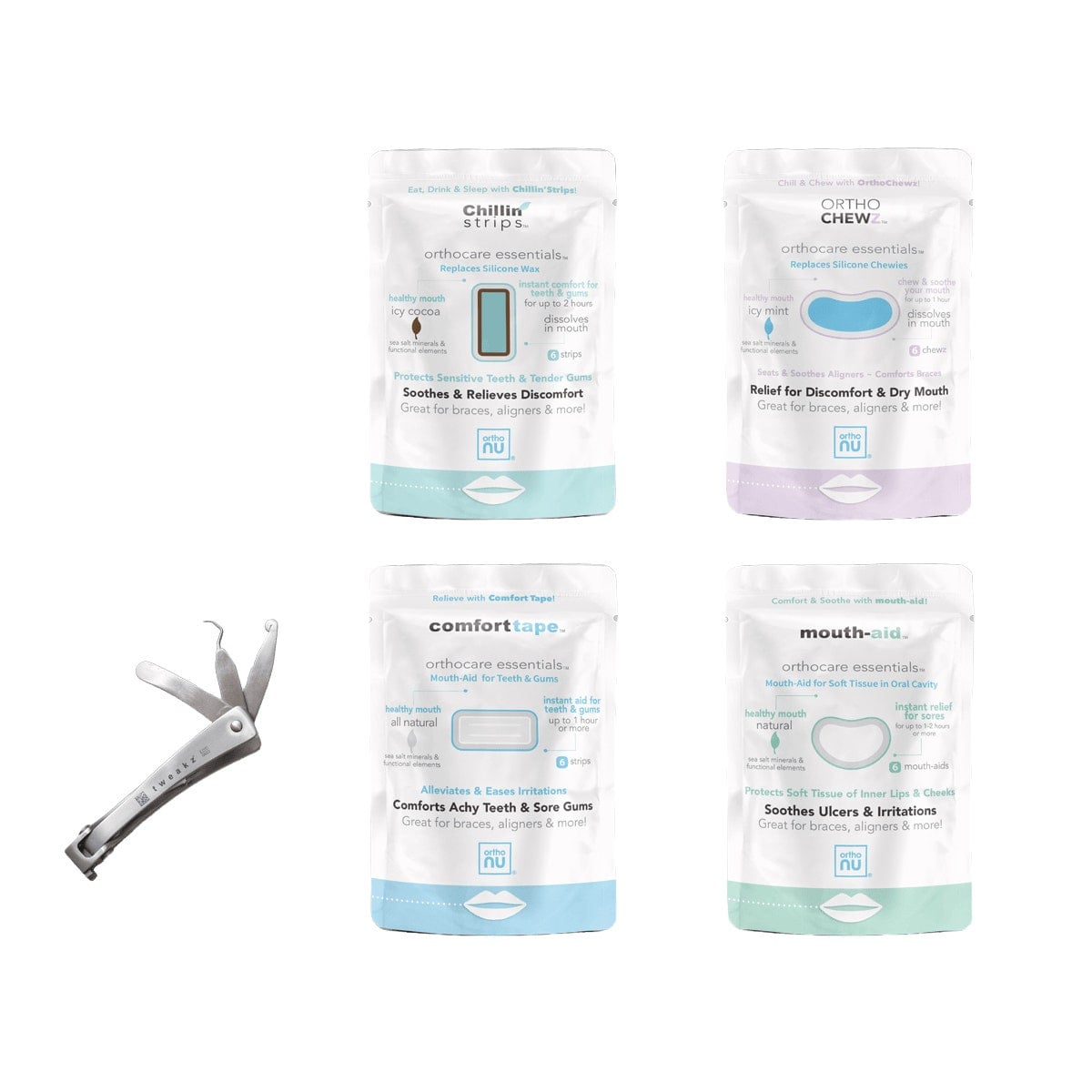 OrthoNu Oral Relief Collection, Treatment Starter Kit for Braces, ORN0006-02