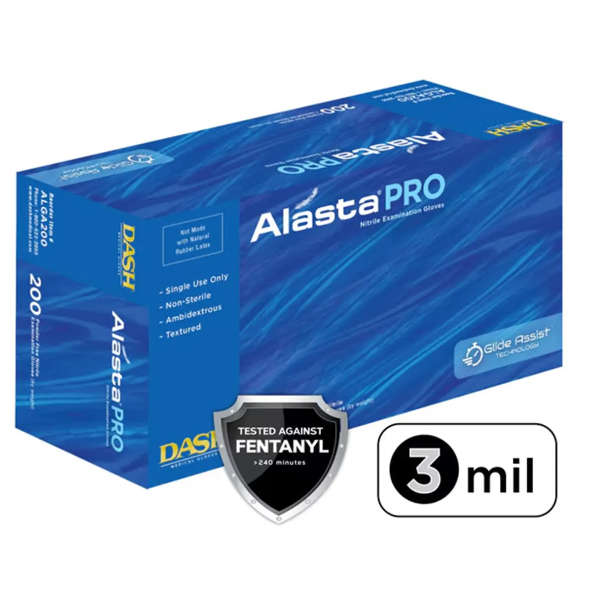 Dash Medical Gloves Nitrile Examination Gloves, X-Small, Powder Free, 100/Box, ALGA200XS