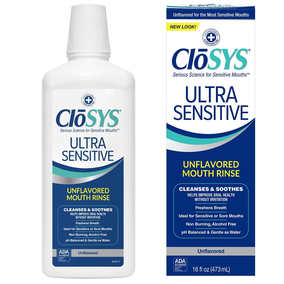 CloSYS Ultra Sensitive Oral Rinse, Unflavored, Alcohol-Free, 16 oz Bottle, 12/Case, CLUS16-6014R