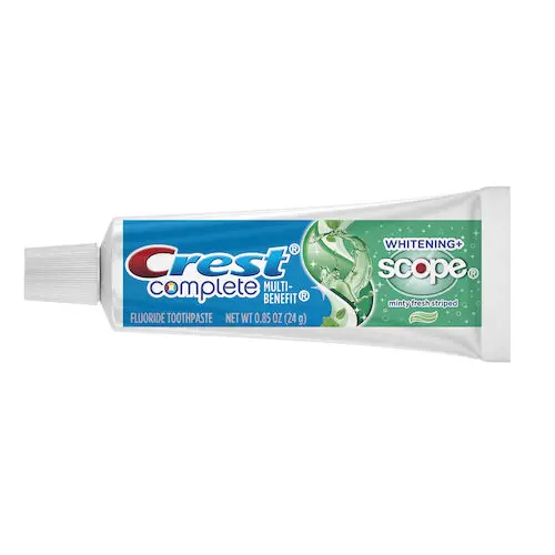 Crest Complete Multi-Benefit Whitening Toothpaste with Scope, 0.85 oz Tube, Mint, 72/Box, 80302474
