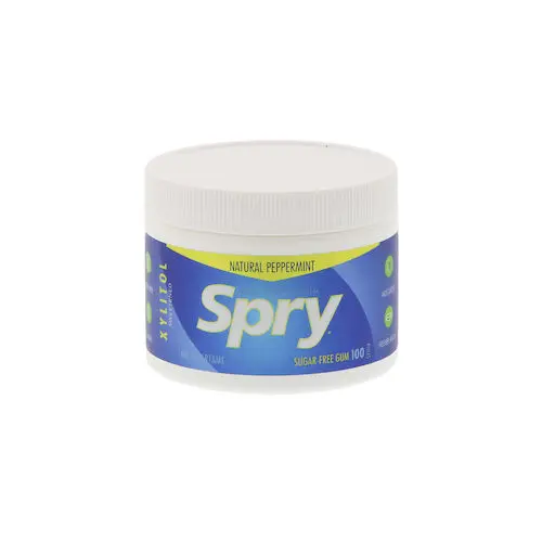 Spry Chewing Gum, Peppermint, 100 Count Jar, GPP100