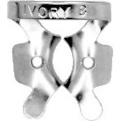 Kulzer Rubber Dam Clamp #W8, Stainless Steel, Wingless, General Purpose Upper Round Teeth, 57534