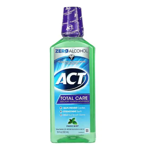 ACT Total Care Anticavity Fluoride Mouthwash, Alcohol-Free, Fresh Mint, 33.8 oz, 6/Box, 9614