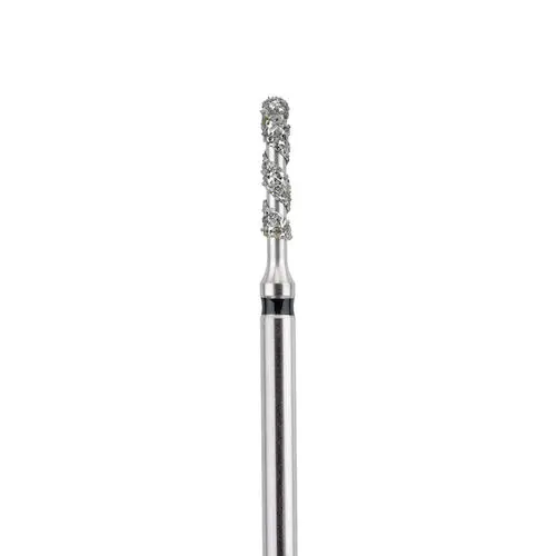 Midwest Once® Helical Single Use Diamond Bur – FG, Super Coarse, Cylinder Round Edge, #837KR-016, 0.8 mm Diameter, 1.6 mm Length, 25/Pkg