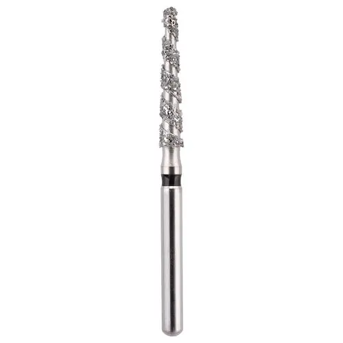 Midwest Once® Helical Single Use Diamond Bur – FG, Super Coarse, Round End Taper, #856-016, 0.8 mm Diameter, 1.6 mm Length, 25/Pkg