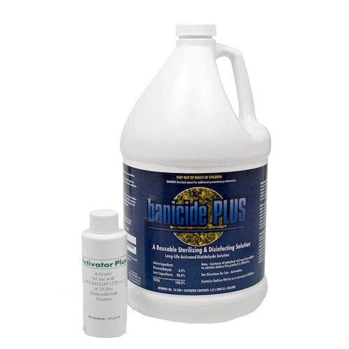 Banicide Plus 3.4% Glutaraldehyde Cold Sterilant Solution, Gallon Bottle, Requires Activation, Mint Scent
