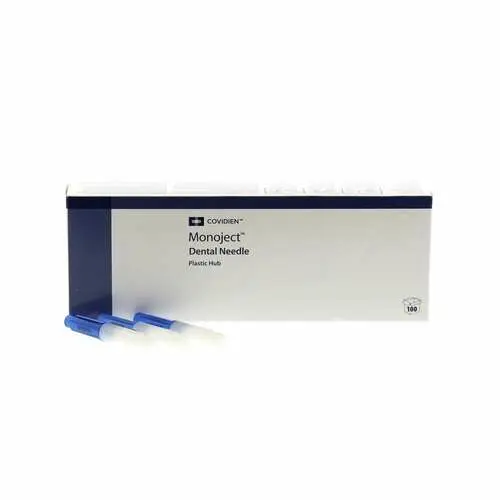Cardinal Health Plastic Hub Dental Needle, 30 Gauge X-Short, Blue, 100/Box, 400173