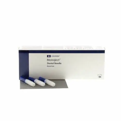 Covidien Monoject Metal Hub Dental Needle, 30 Gauge X-Short, Blue, 100/Box, 401171