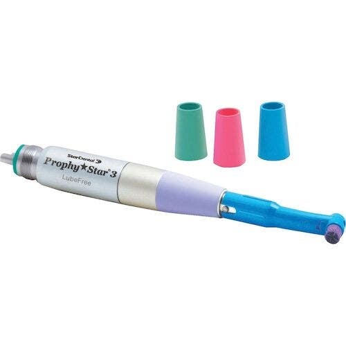 Prophy Star 3 Hygiene Handpiece, Low Speed, Straight, 4 Color Grips (Blue, Aqua, Lavender, Pink), 264422