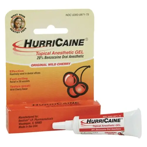 Beutlich HurriCaine Topical Anesthetic Gel Tubes, 1/8 oz, Wild Cherry, 12/Box, 0871-38