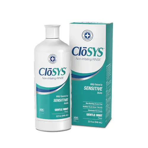 CloSYS Sensitive Oral Health Rinse, Gentle Mint, 32 oz Bottle, 12/Case, 2C-32-12X