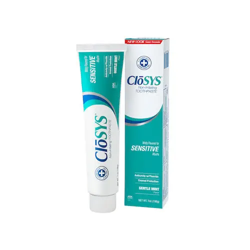 CloSYS Sensitive Fluoride Toothpaste, Gentle Mint, 7 oz Tube, 24/Box, 1C-7-24F