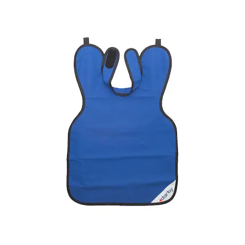 Darby Dental Adult Style 24 X-Ray Apron, 0.3 mm Lead Equivalent, Vinyl, with Collar, 23.5" x 27.5", Blue, 9507589
