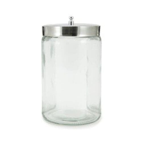 Glass Dressing Jars with Stainless Steel Metal Covers, Unlabeled Standard Dressing, 6" x 6", 3463