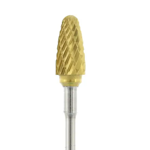Gold Carbide Burs, Laboratory, 84T, Taper, Dual Cut, HP, 11523