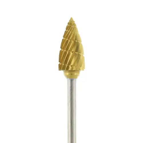 Gold Carbide Laboratory Bur, 63B Flame Shape, Regular Cut, HP, 11503