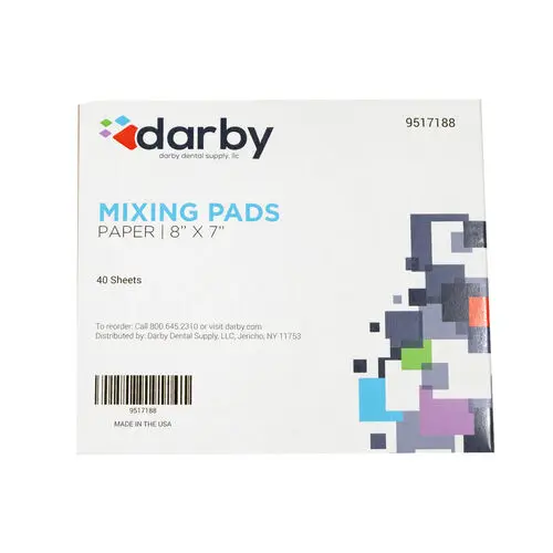 Darby Dental Mixing Pads, 8" x 7", Paper, 40 Sheets, Item #20407324