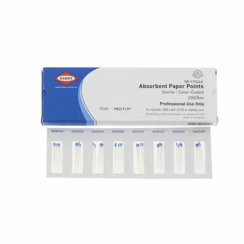 Darby Dental Absorbent Paper Points, Sterile Cell-Pack, Medium, 200/Box, 9517522