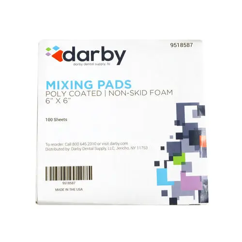 Darby Dental Mixing Pads, 6" x 6", 100 Sheets, Non-Skid Foam, PolyCoated, 20307223