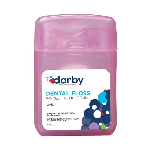 Darby Dental Waxed Dental Floss, Bubble Gum, 12 Yards, 144/Case, DAR48044