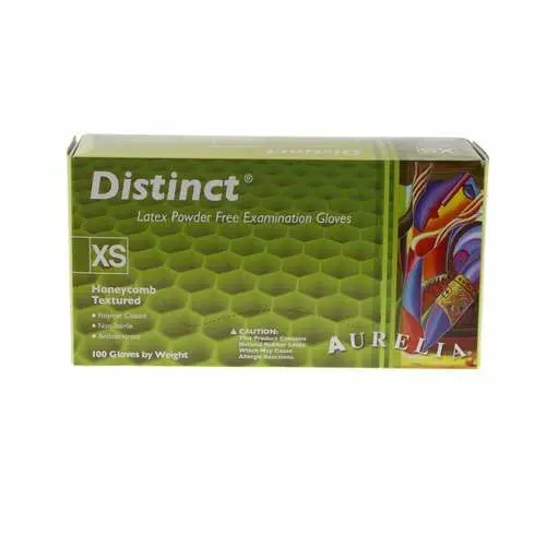 Aurelia® Distinct™ Honeycomb Textured Latex Exam Gloves, Powder Free, Non-Sterile, Extra Small, 100/Box, 10 Boxes/Case, 29225