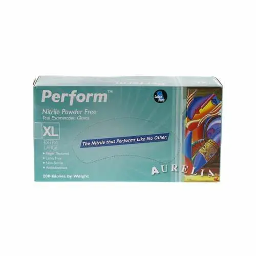 Aurelia Perform Nitrile Exam Gloves, Powder Free, Non-Sterile, Extra Large, Teal, 200/Box, 92399