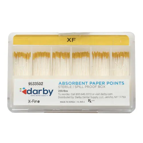 Darby Dental Absorbent Paper Points, X-Fine, 200/Box, 9533502