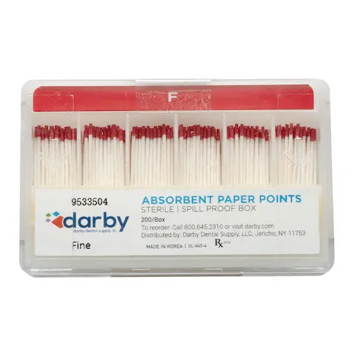 Pulpdent Absorbent Paper Points, Fine, 200/Box, 9533504