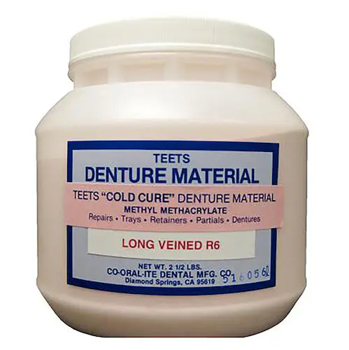Teets Cold Cure Denture Material Powder, Long Vein R6, 2.5 lb Jar, Co-Oral-Ite Dental 8203