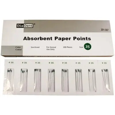 DiaDent Absorbent Paper Points, Cell Pack, #45 White, .02 Taper, Non-Marked, 200/Box