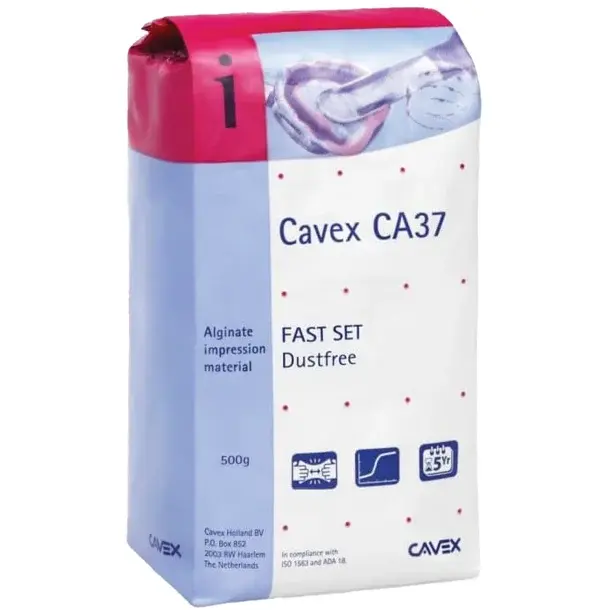 Cavex CA37 Alginate Impression Material, Fast Set, Dust-Free, Pink, Peppermint Flavor, 500g Bag, AA025