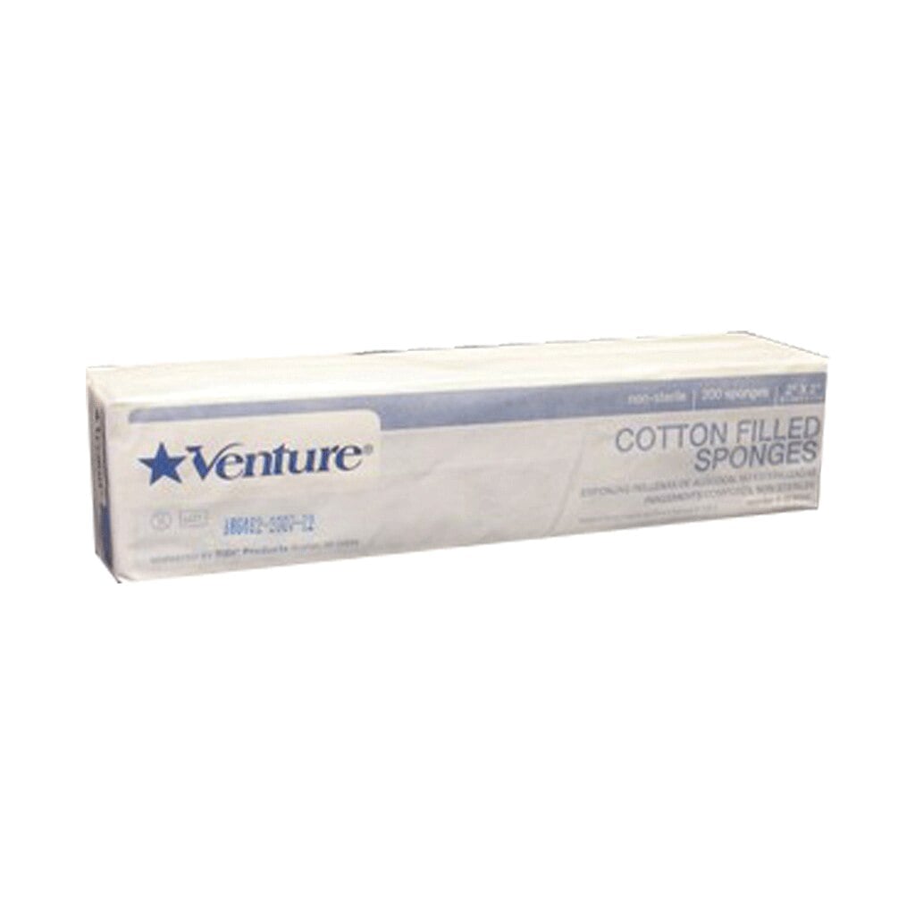 Venture Cotton-Filled Gauze Sponges, 2x2, 8-Ply, Non-Sterile, 5000/Case