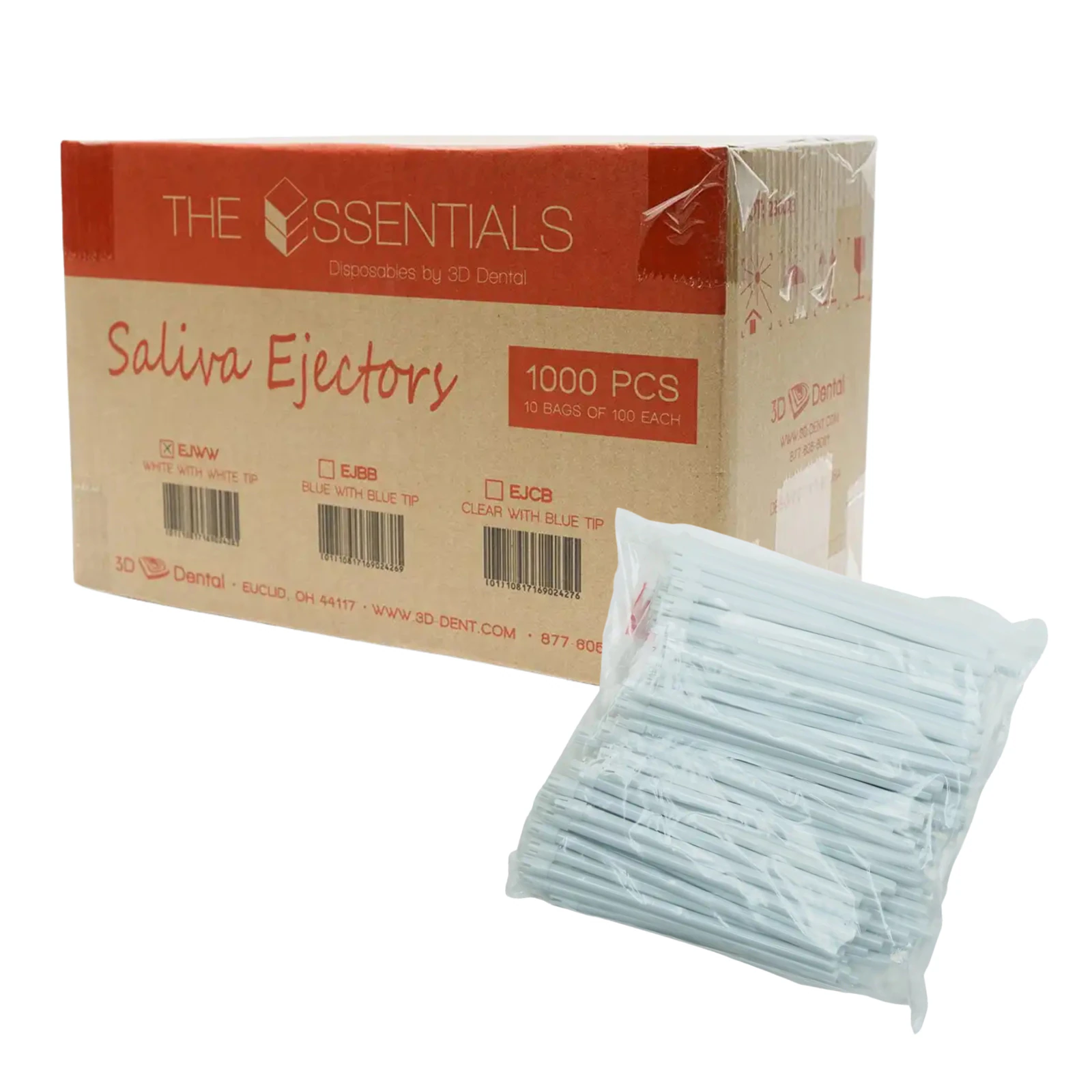 The Essentials Saliva Ejectors, White, 100/Pk