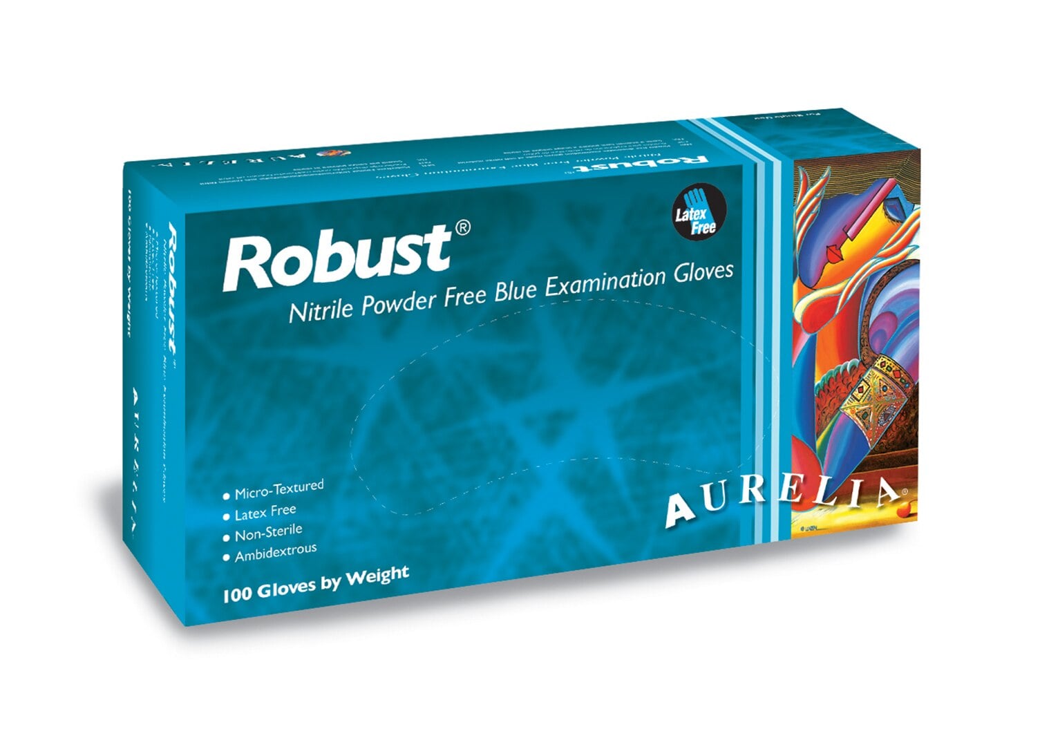 Robust® Nitrile Exam Gloves, Powder-Free, Micro-Textured, Non-Sterile, Small, Blue, 100/Box