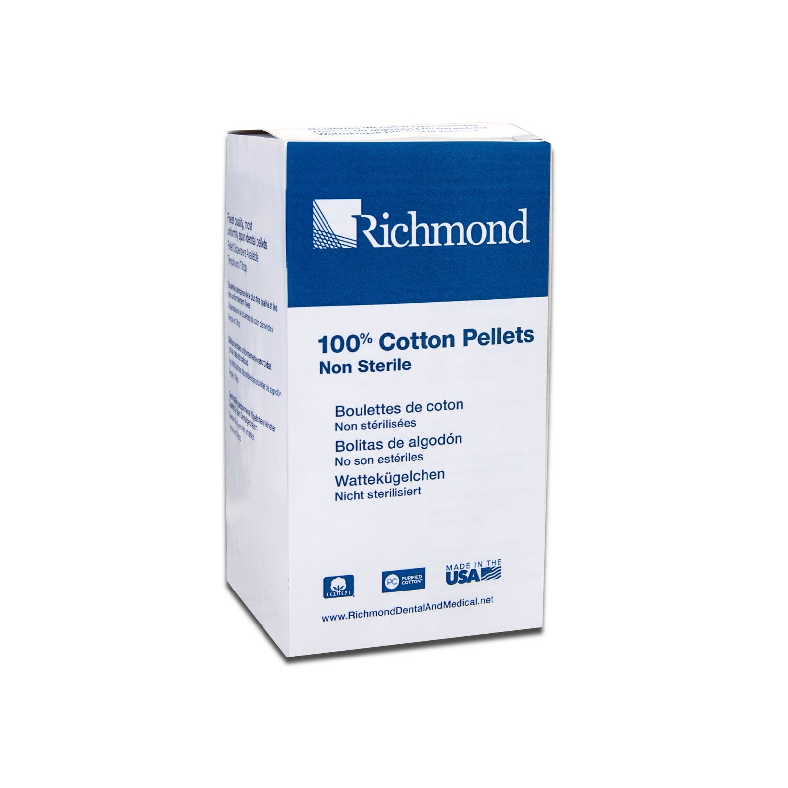 Richmond Dental Cotton Pellets, Size 1 (9/32" Diameter), 100% Cotton, 2000/Box, 100106