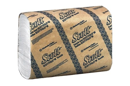 Scott M Folded Towels, White, 8.1" x 12.4", One-at-a-Time Dispensing, 175/Pk, 25 Pks/Cs