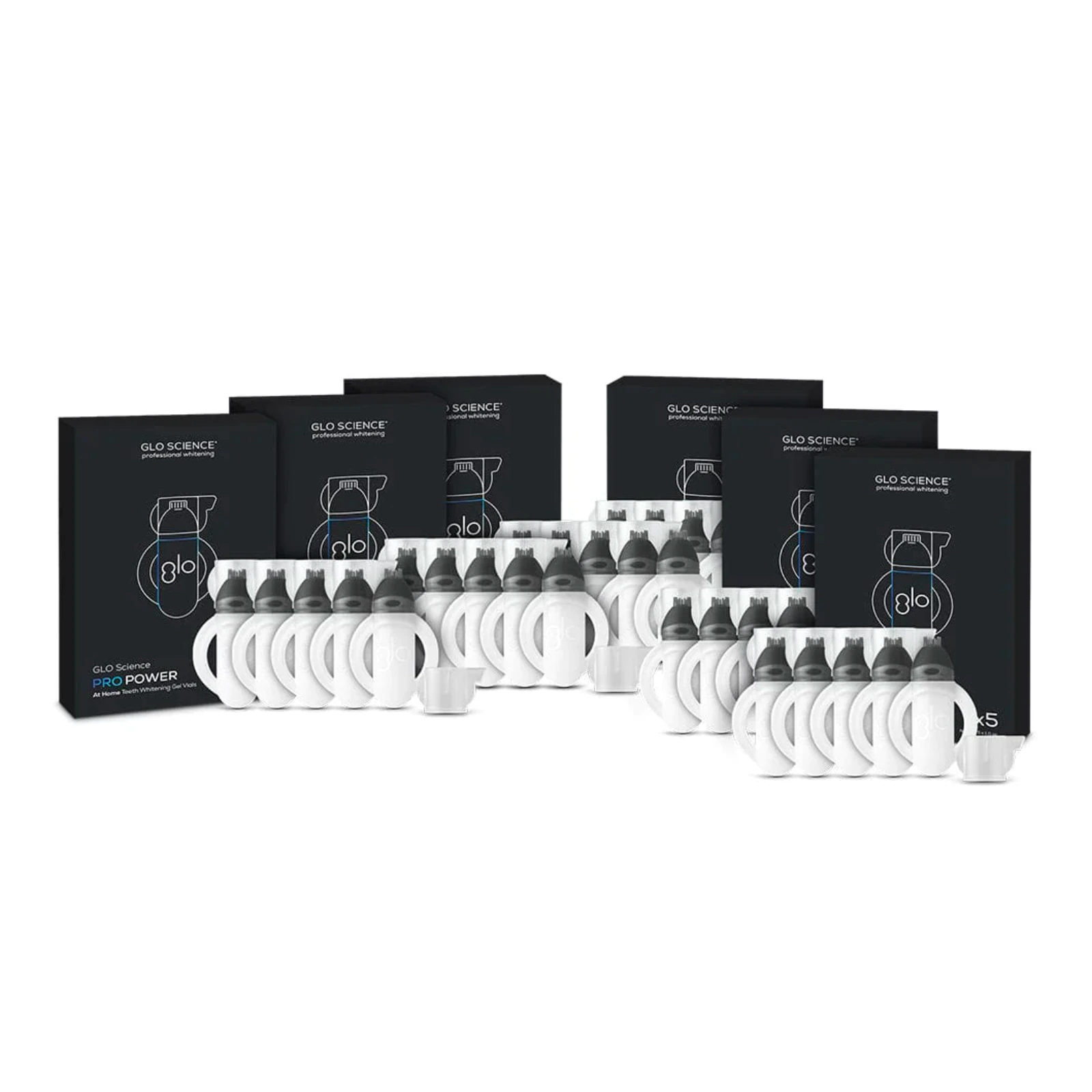GLO PRO POWER At-Home Whitening Gel, 10% Hydrogen Peroxide, 5 Vials per Pack, 6 Packs per Case (30 Vials Total)