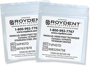Roydent Dental Post Drills, Size 4.0, 1.0mm Diameter, Pink, 2/Pk