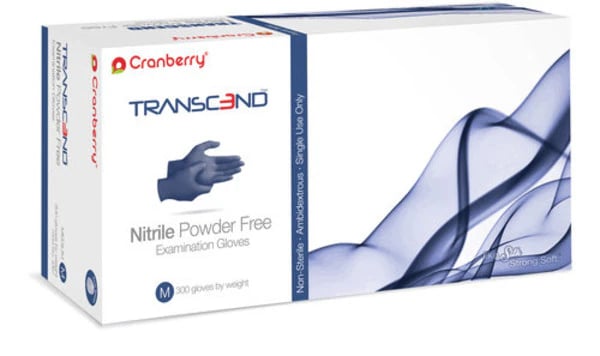 Cranberry Transcend Nitrile Examination Gloves, Powder-Free, X-Large, 250/Box