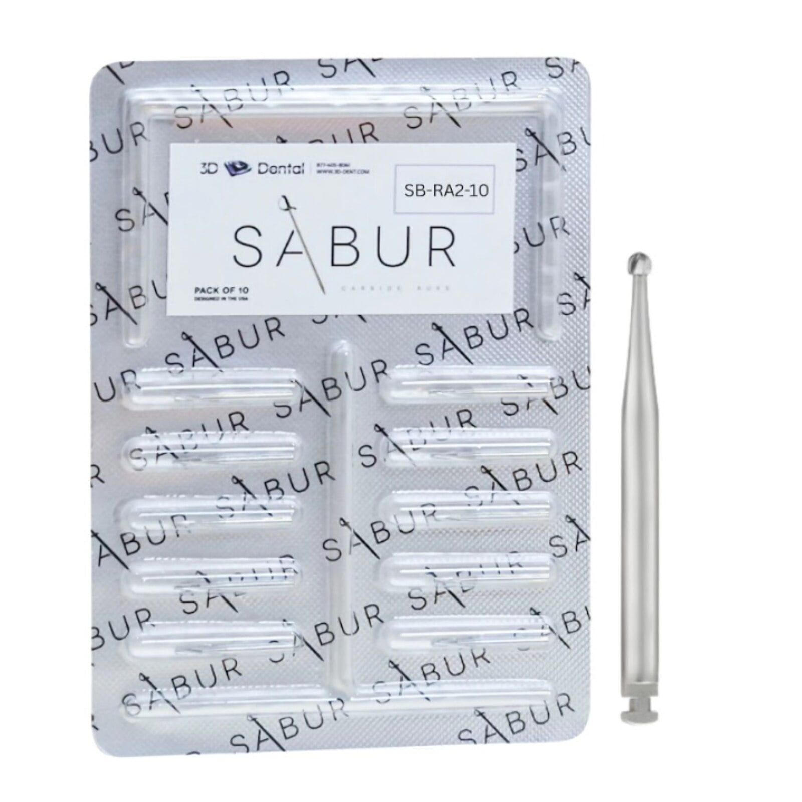 SABUR Carbide Burs RA #2, 10/Pk