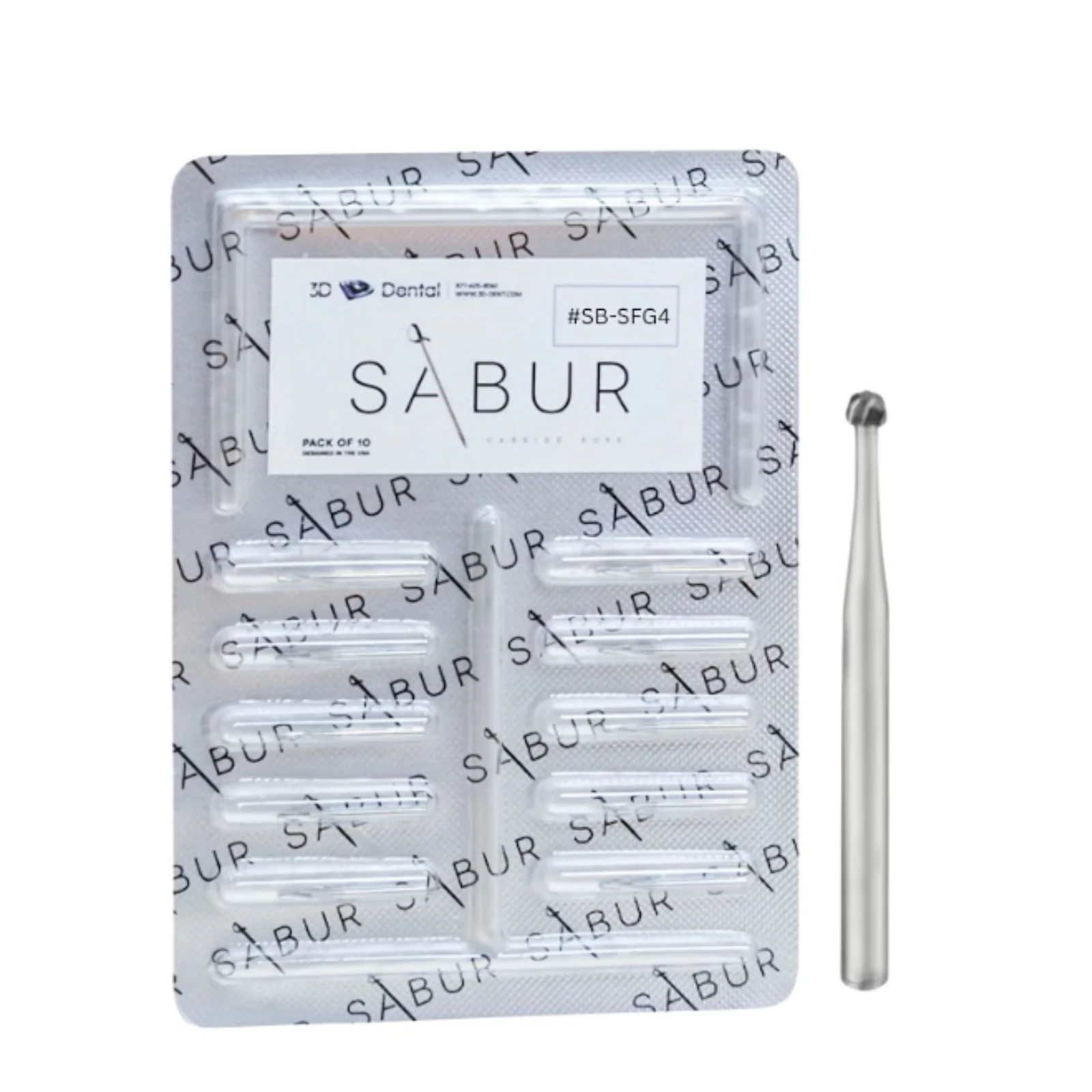 SABUR Surgical Carbide Bur FG #4, 10/Pk