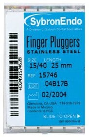 Kerr Finger Pluggers, 25mm, Size #45, White, Double-Ended, 6/Pk, #15745