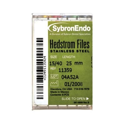 Kerr SybronEndo Hedstrom Files, Size #70, 21mm, Green, Stainless Steel, 6/Pack, 12796