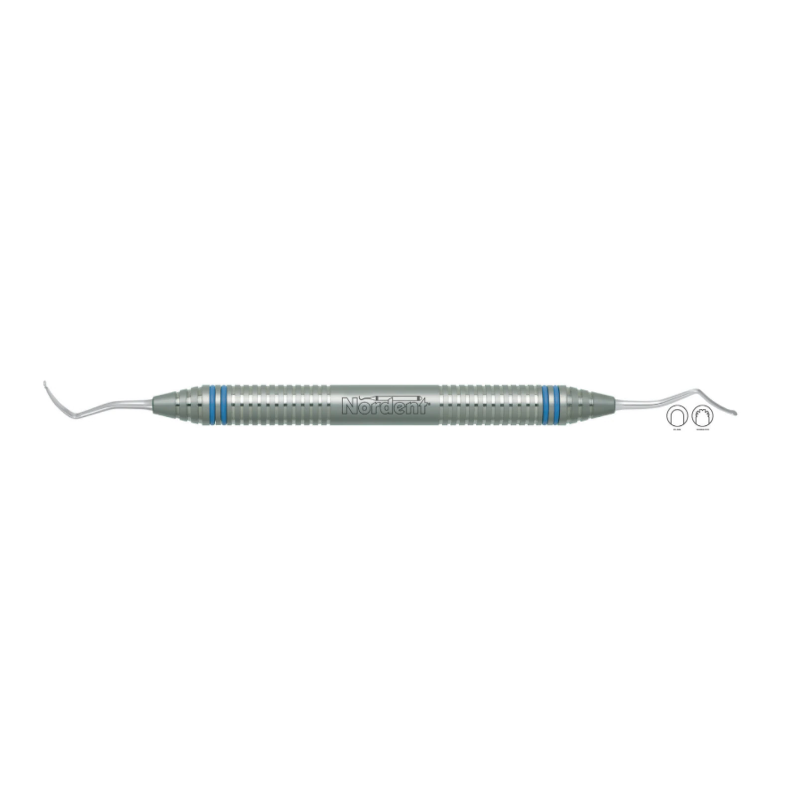 Nordent Gingival Cord Packer DE Serrated #222, Curved Medium Round Handle, RGPNS222