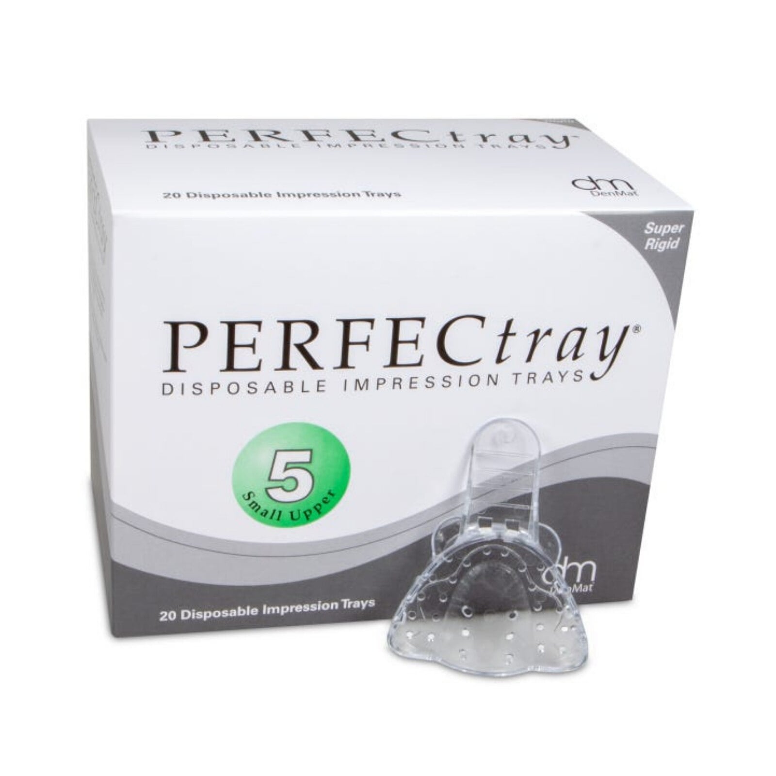 PERFECtray #5 Small Upper Full Arch Perforated Acrylic Impression Trays, Clear, 20/Box