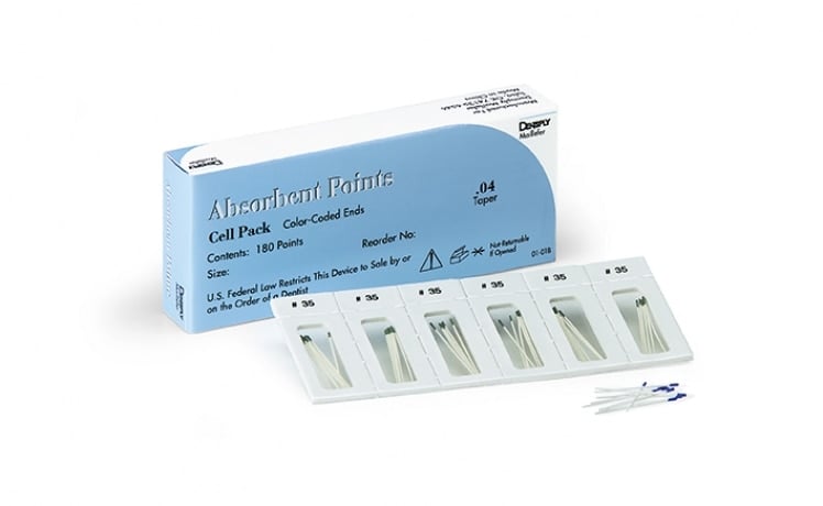 Dentsply Maillefer Absorbent Paper Points, Sterile, .04 Taper, ISO #30 (Blue), 180/Pack, 670189